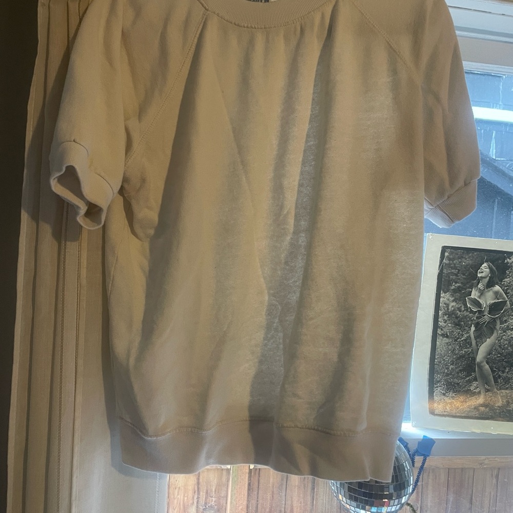 Size large washed white Jungmaven short sleeve terry raglan sweatshirt